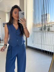 Cr 4001 İndigo Yelekli Takım