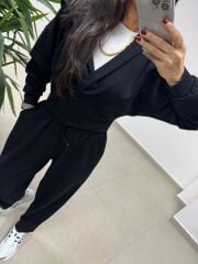 Ml 51691 Siyah Kapüşonlu Modal Takım