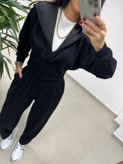 Ml 51691 Siyah Kapüşonlu Modal Takım