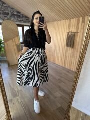 Zebra gömlek detaylı elbise