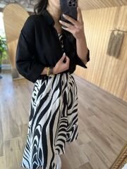 Zebra gömlek detaylı elbise