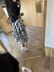 Zebra gömlek detaylı elbise