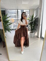 Np 3001 Kahve Bel Gipeli Müslin Etek