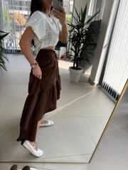 Np 3001 Kahve Bel Gipeli Müslin Etek