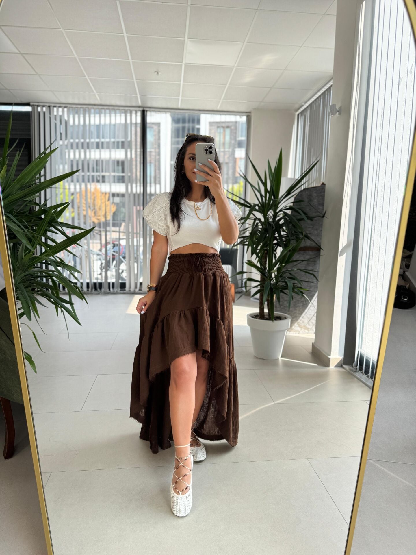 Np 3001 Kahve Bel Gipeli Müslin Etek