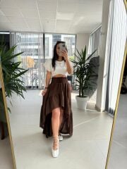 Np 3001 Kahve Bel Gipeli Müslin Etek