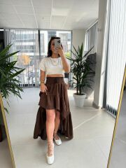 Np 3001 Kahve Bel Gipeli Müslin Etek