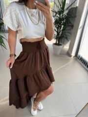 Np 3001 Kahve Bel Gipeli Müslin Etek