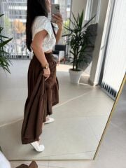 Np 3001 Kahve Bel Gipeli Müslin Etek