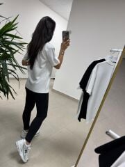 Ml 54737 Bisiklet Yaka Taş Detaylı Figürlü Beyaz Tişört