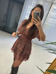 Original Brand Orange Crispy Double Breasted Chiffon Dress