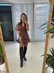 Original Brand Orange Crispy Double Breasted Chiffon Dress