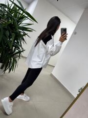 Bb 29341 Ekru-Siyah Tasarım Triko Detaylı Gömlek