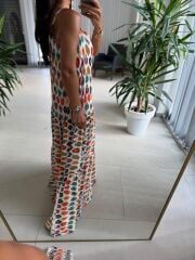 Cr 1079 Renkli Maksiboy Askılı Elbise