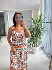 Cr 1079 Renkli Maksiboy Askılı Elbise