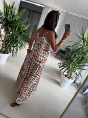 Cr 1079 Renkli Maksiboy Askılı Elbise