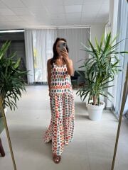 Cr 1079 Renkli Maksiboy Askılı Elbise