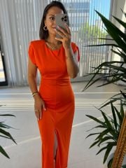 Mc 5972 Maxi Orange Dress with Pads
