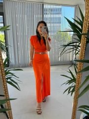 Mc 5972 Maxi Orange Dress with Pads