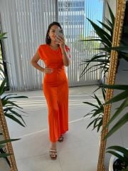 Mc 5972 Maxi Orange Dress with Pads