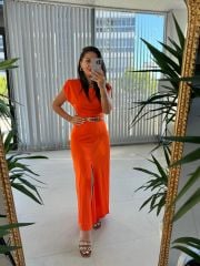 Mc 5972 Maxi Orange Dress with Pads