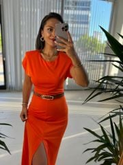 Mc 5972 Maxi Orange Dress with Pads