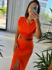 Mc 5972 Maxi Orange Dress with Pads