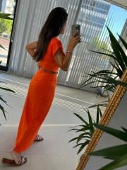 Mc 5972 Maxi Orange Dress with Pads