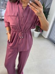 Fw 7208 Tensel Bel Büzgülü Mürdüm Takım