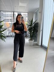 Bb 28491-92 Siyah Kapüşonlu Fileli Takım