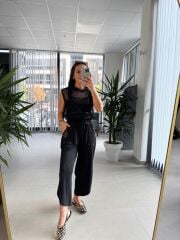 Bb 28491-92 Siyah Kapüşonlu Fileli Takım