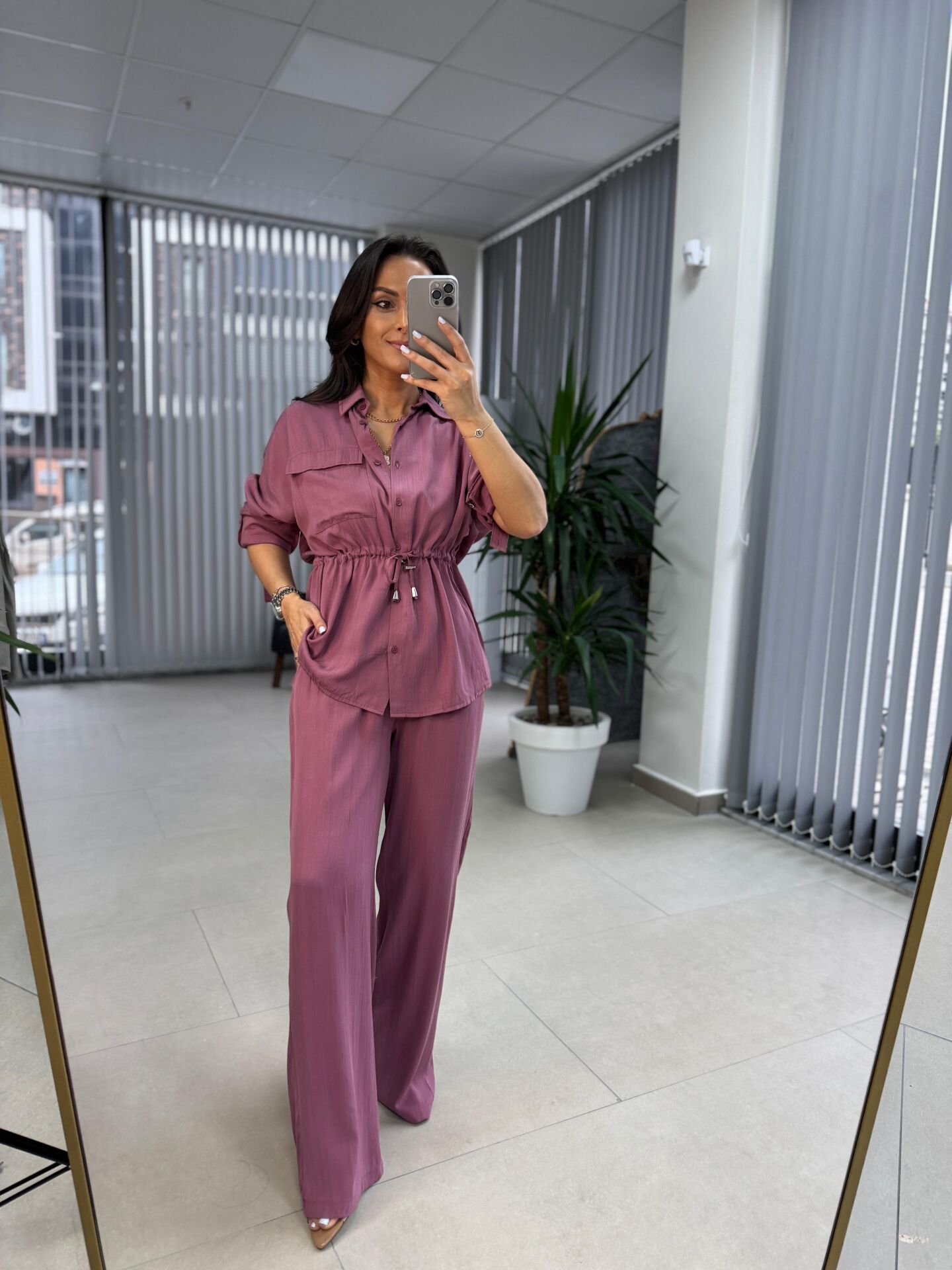 Fw 7208 Tensel Bel Büzgülü Mürdüm Takım