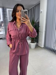 Fw 7208 Tensel Bel Büzgülü Mürdüm Takım