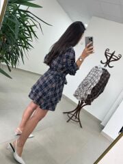 Ry 35556 Bel Detaylı Müslin Mini Laci Elbise