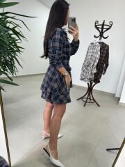 Ry 35556 Bel Detaylı Müslin Mini Laci Elbise