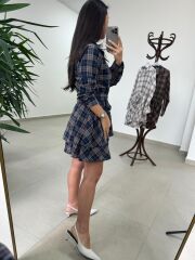 Rn 35556 Bel Detaylı Müslin Mini Laci Elbise