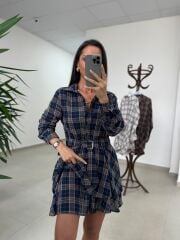 Ry 35556 Bel Detaylı Müslin Mini Laci Elbise