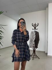 Ry 35556 Bel Detaylı Müslin Mini Laci Elbise