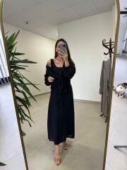 Fp 3367 Pamuk Keten Bolerolu Siyah Elbise