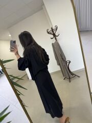 Fp 3367 Pamuk Keten Bolerolu Siyah Elbise