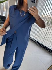 Cr 4006 İndigo Uzun Yelekli Takım