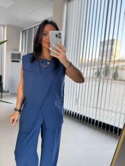 Cr 4006 İndigo Uzun Yelekli Takım