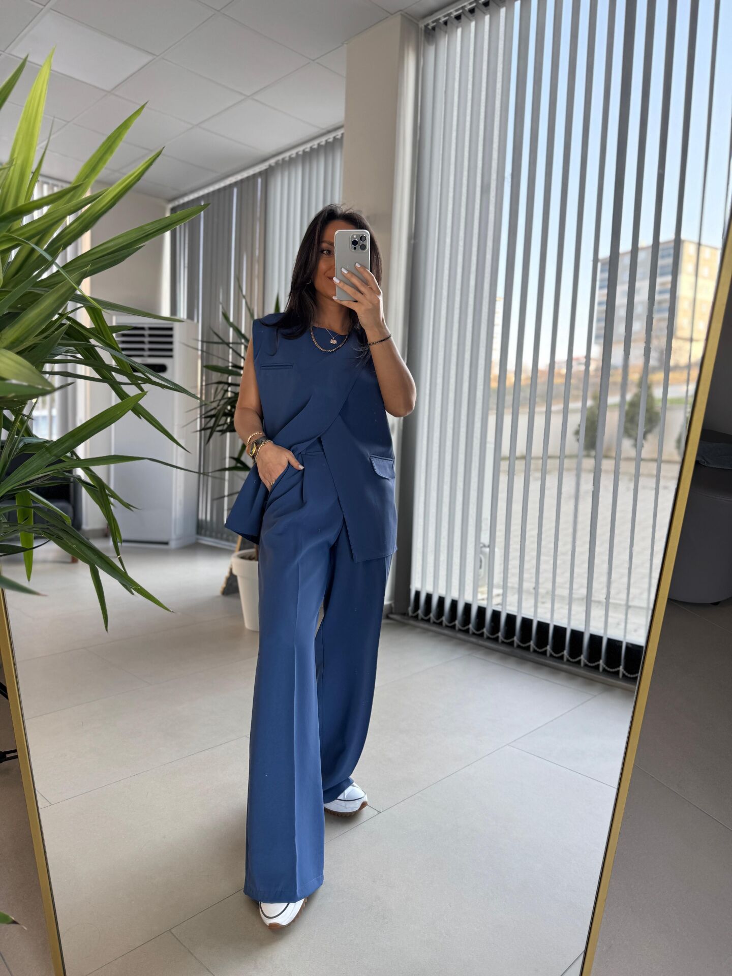 Cr 4006 İndigo Uzun Yelekli Takım