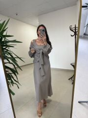 Fp 3367 Pamuk Keten Bolerolu Vizon Elbise