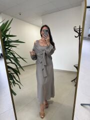 Fp 3367 Pamuk Keten Bolerolu Vizon Elbise