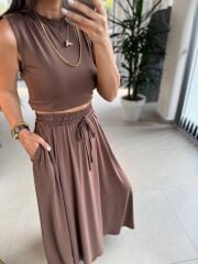 Cr 5006 Modal Etekli Kahve Takım