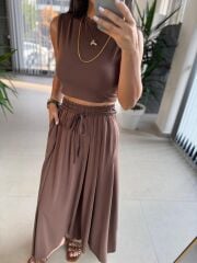 Cr 5006 Modal Etekli Kahve Takım