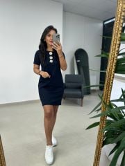 Ms 139 Laci Gold Düğme Detaylı Elbise