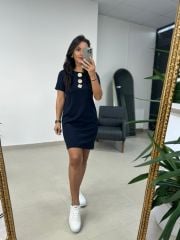 Ms 139 Laci Gold Düğme Detaylı Elbise