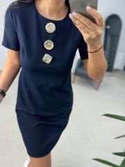 Ms 139 Laci Gold Düğme Detaylı Elbise